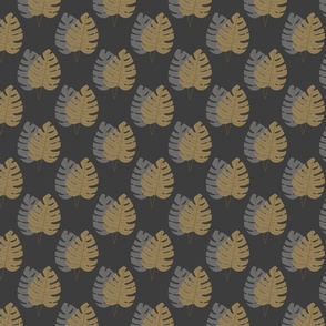 Brown and Grey Palm Leaves on Black / Small 