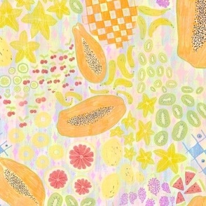 Tropical fruit / Happy Fruit Papaya Pattern