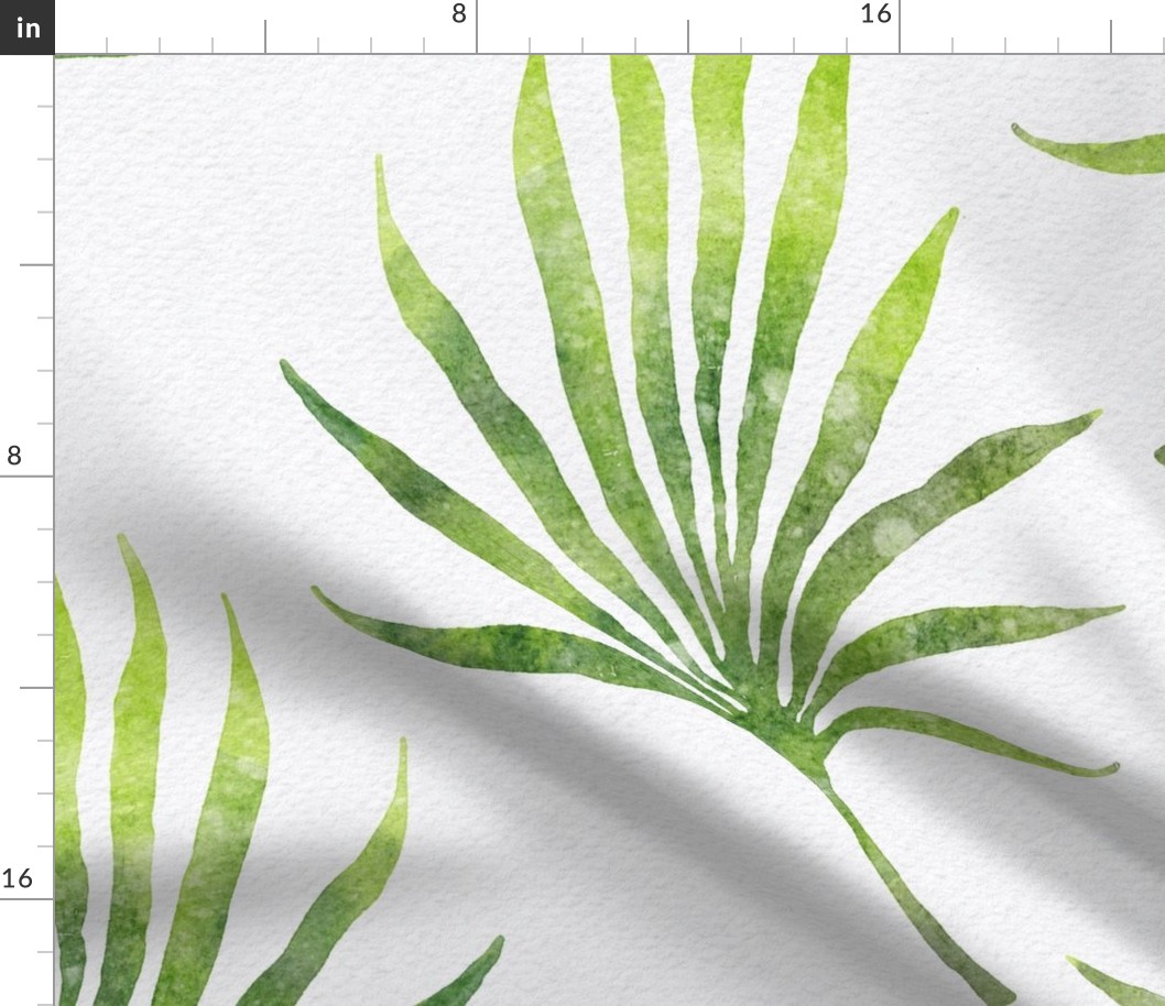 lime green palm leaf - watercolor lime and emerald palm leaves - whimsical green botanical wallpaper