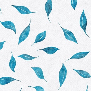 caribbean delicate leaf - watercolor caribbean and pool leaves - whimsical turquoise botanical wallpaper
