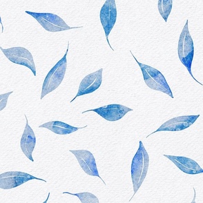 sky blue delicate leaf - watercolor bluebell and sky blue leaves - whimsical blue botanical wallpaper