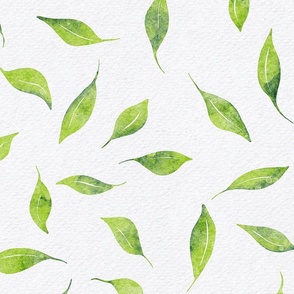 lime delicate leaf - watercolor emerald and lime leaves - whimsical green botanical wallpaper