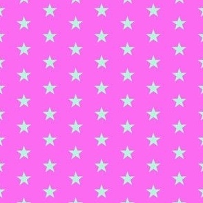 Mint Green on Hot Pink Stars // 1.5"x1.5"