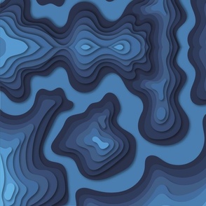 Mapping Contours, Ocean Depth Map, Map, Topographic, Lines, Dark Blues