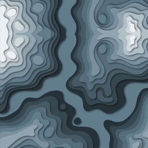Mapping Contours, Ocean Depth Map, Map, Topographic, Lines, Slate Blue