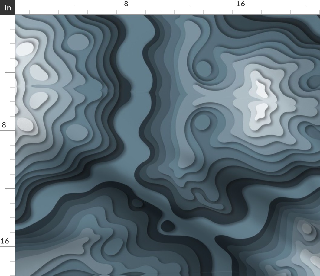 Mapping Contours, Ocean Depth Map, Map, Topographic, Lines, Slate Blue