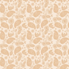 Neutral warm beige ivory brown lace paisley leaves birds bees floral