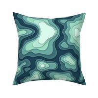 Mapping Contours, Ocean Depth Map, Map, Topographic, Light Green