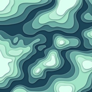 Mapping Contours, Ocean Depth Map, Map, Topographic, Light Green