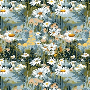 Field of daisies and florals