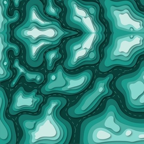 Mapping Contours, Ocean Depth Map, Map, Topographic, Green