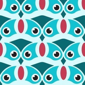 Birds of Prey - Owls - Teal and Red
