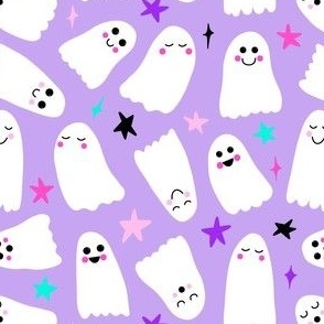 Happy Halloween Ghosts - Purple -Large Scale