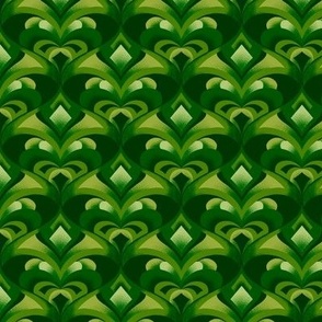 Retro Geometric Ogee in Emerald Green // 3 Inch