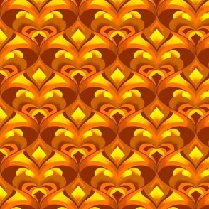 Retro Geometric Ogee in Mustard Yellow Orange & Brick Red // 3 Inch Motif