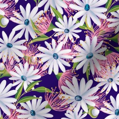 Flowering gums and Daisies - purple - small