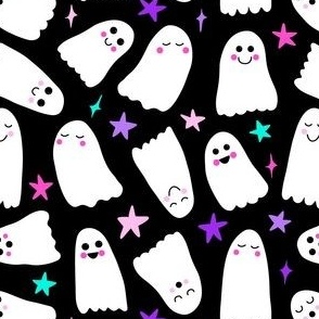 Happy Halloween Ghosts - Black -Large Scale