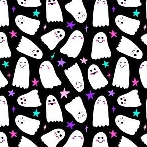 Happy Halloween Ghosts - Black -Medium Scale