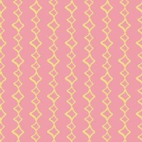 Doodled Diamond Stripe-Sweet Pea Yellow and Candy Coated Pink -Grand Budapest Palette