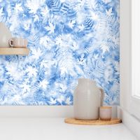 Large Shades of Cornflower Blue and White Ferns and Maples Sunprints