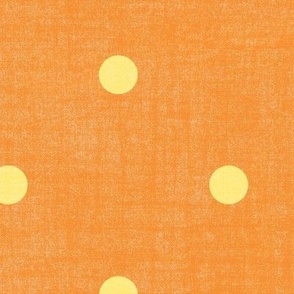 Yellow and Orange Polka Dots | Large Scale Linen Textured Dots