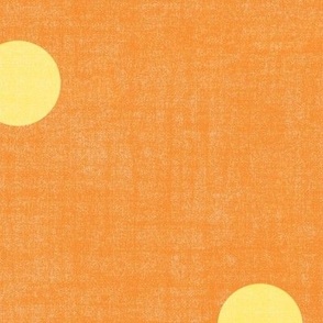 Yellow and Orange Polka Dots | Huge Scale Linen Textured Wallpaper or Bedding