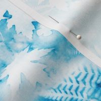 Large Shades of Cerulean Blue and White Ferns and Maples Sunprints