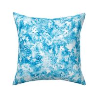 Medium Shades of Cerulean Blue and White Ferns and Maples Sunprints