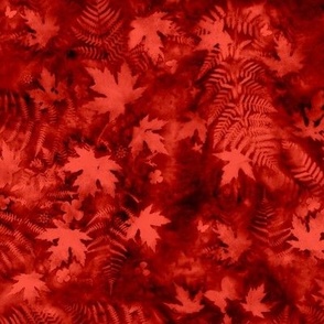 Medium Shades of Poppy Red Ferns and Maples Sunprints