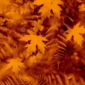 Large Shades of Terracotta Ferns and Maples Sunprints