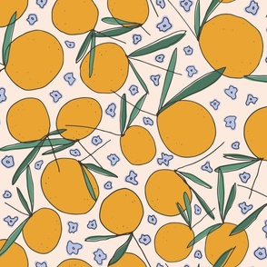 Tropical Citrus Orange Floral Toss
