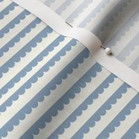 Horizontal Blue Scallop Ruffle Wave Stripes - Cream Background