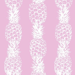 large tropical pineapple stripes toile de jouy- pink lilac purple