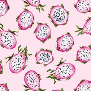 Large Scale Tropical Dragon Fruit Print in Baby/Fuchsia Pink