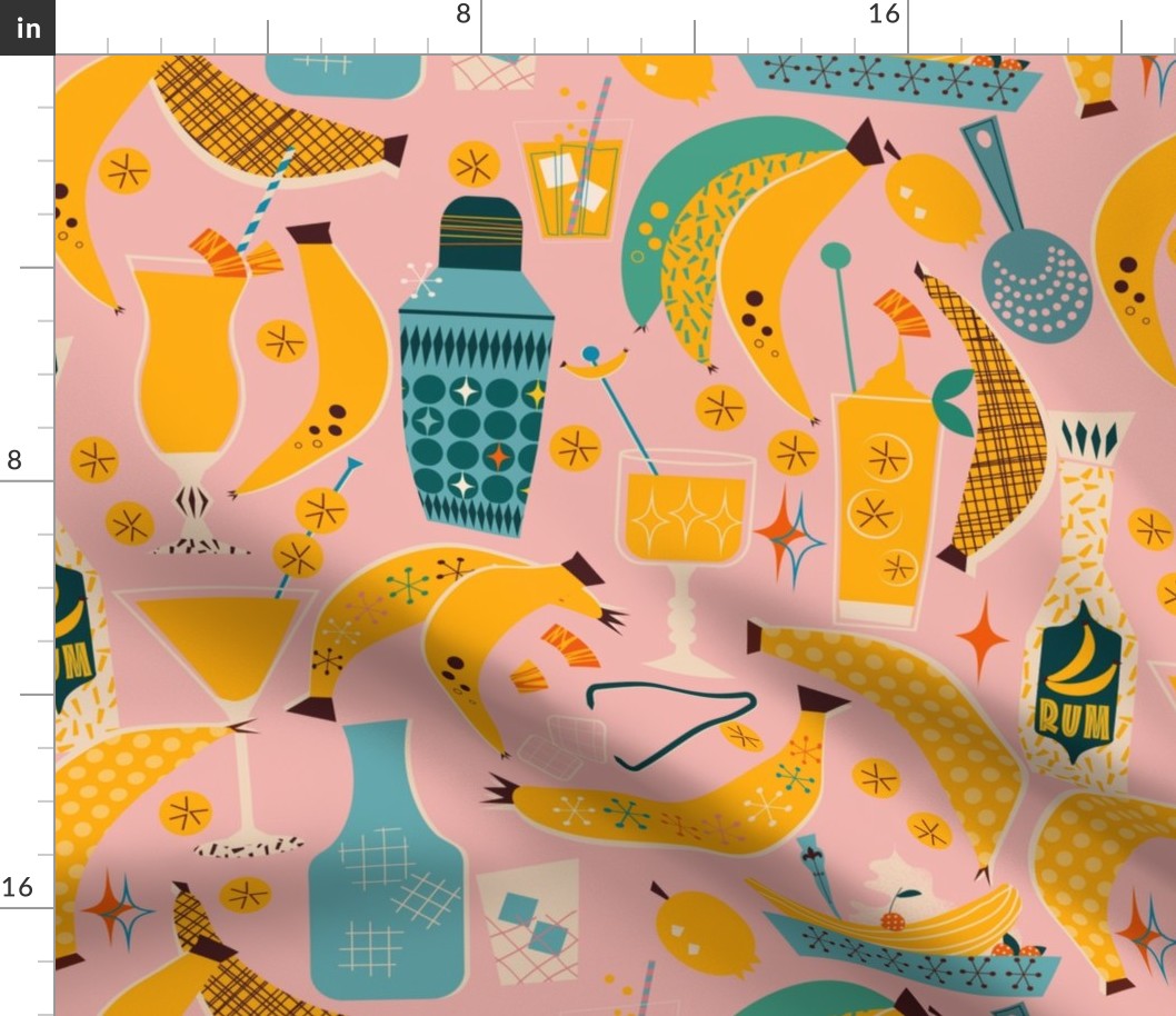  Tropical Banana Cocktail Dream - Retro MCM vibe - large - by Nashifruitdesigns