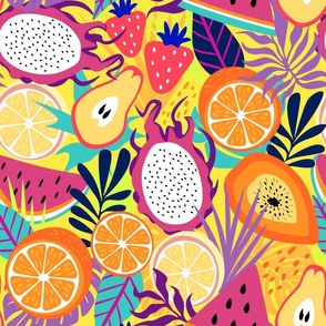 Bright Colorful Summer Tropical Fruit Print