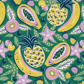 tropical fruit party/green lavender chartreuse/large