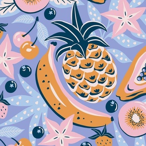 tropical fruit party/orange pink periwinkle/jumbo