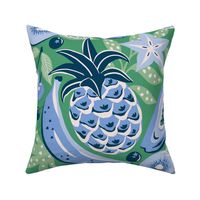 tropical fruit party/green blue/jumbo