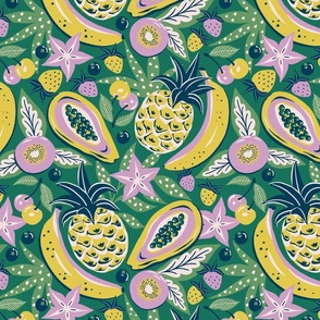 tropical fruit party/green lavender chartreuse/medium