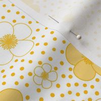 M – Floral Ditsy Buttercups – Tiny Vintage Yellow Wildflowers 