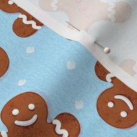 gingerbread man , Christmas fabric,christmas cookies textured blue large scale