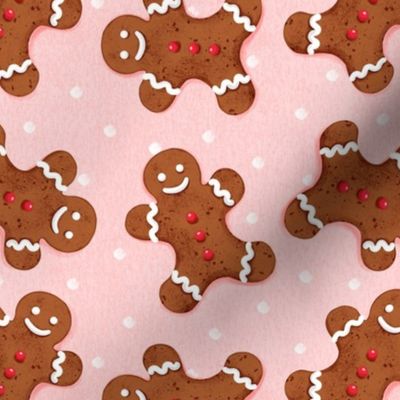 gingerbread man , Christmas fabric,christmas cookies blush large scale