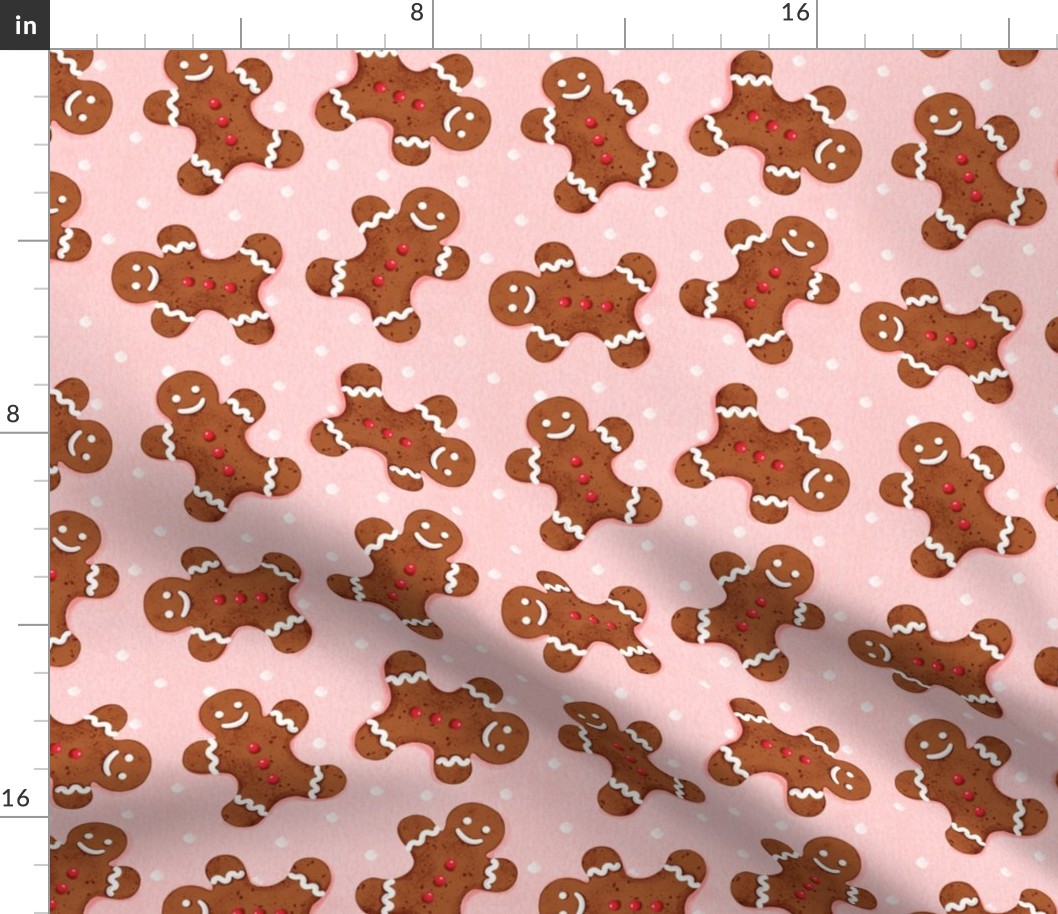 gingerbread man , Christmas fabric,christmas cookies blush large scale