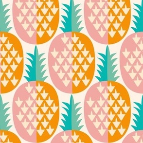 3" Motif Medium / Geometric Pineapples / Pink Orange Teal Green (a)