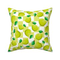 Large Scale Green Pears on Pastel Checkers