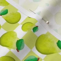 Medium Scale Green Pears on Pastel Checkers