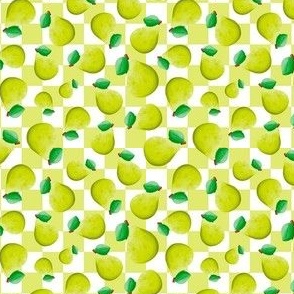Small Scale Green Pears on Pastel Checkers