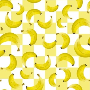 Large Scale Bananas on Pastel Yellow and White Checkers