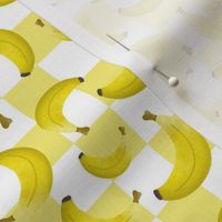Medium Scale Bananas on Pastel Yellow and White Checkers